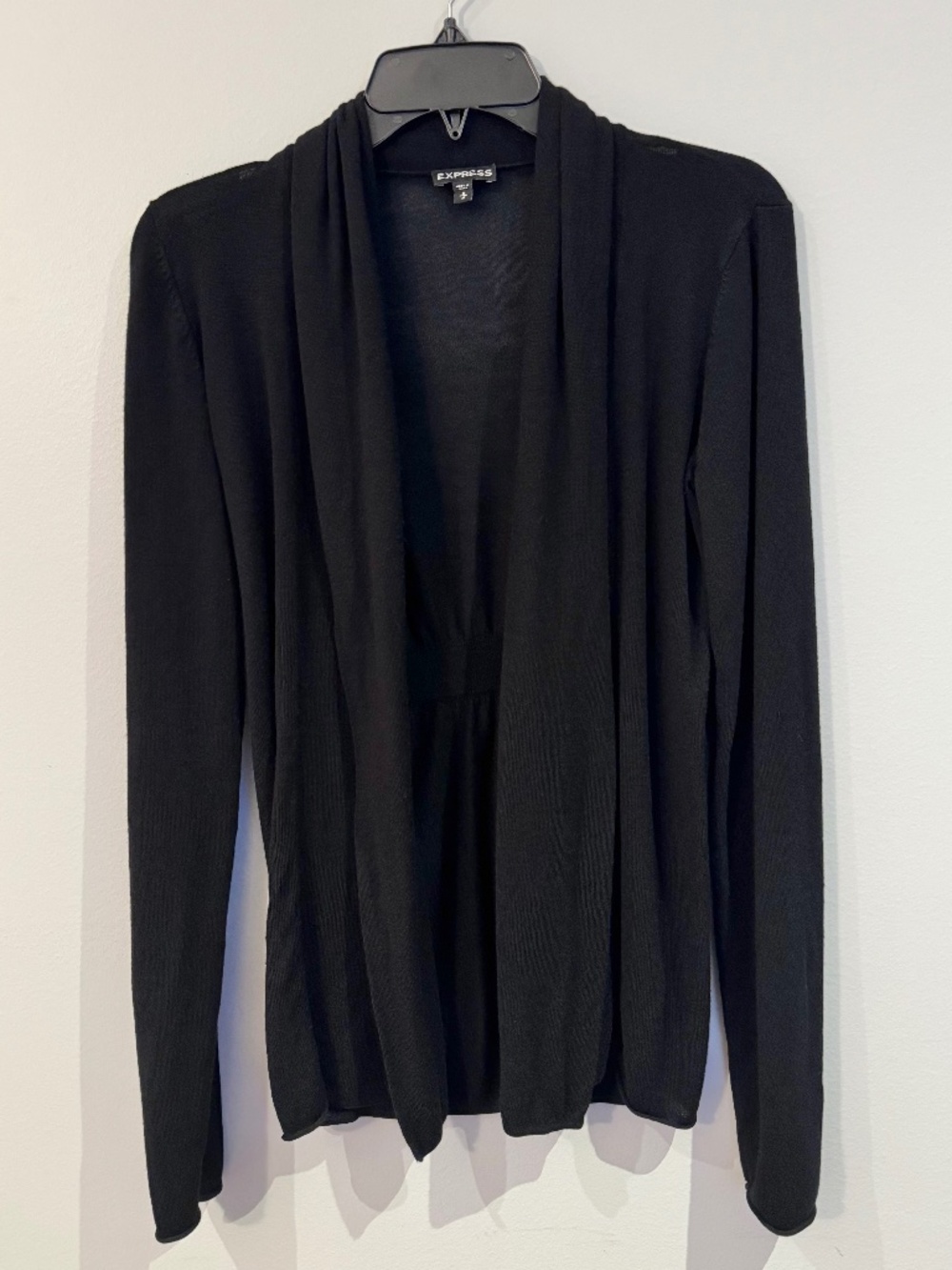Express Black Draped Open Front Cardigan Sweater Medium